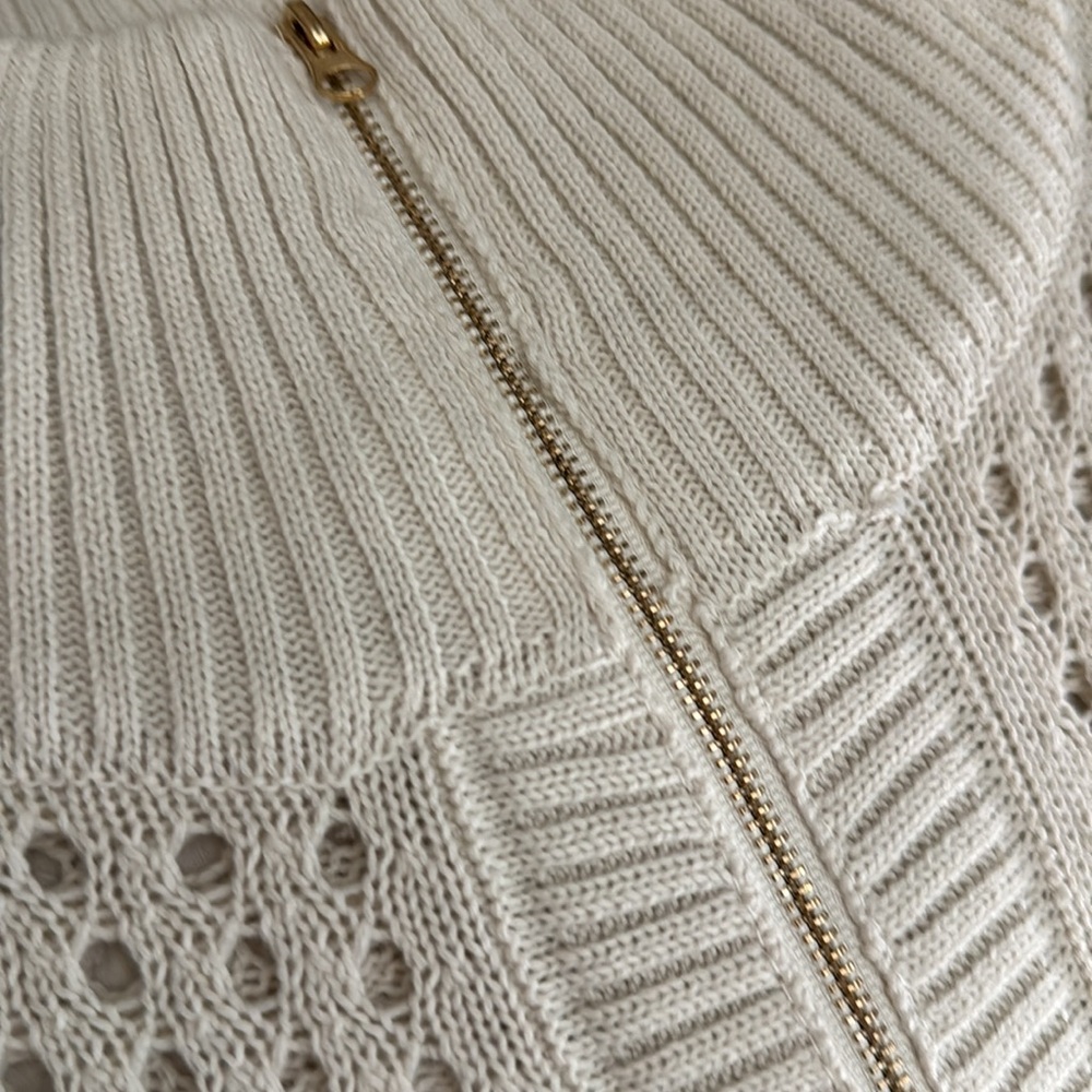 Amazon Crochet Sweater Vest Half Zip Lapel Cap Sleeve Knit Popover Top NWOT - Picture 6 of 7
